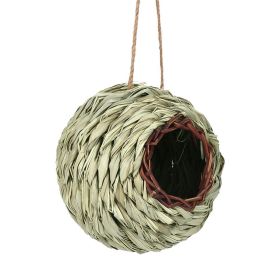 Charming Decorative Hummingbird House Hand-woven Hung Straw Nest Natural Grass Hung Bird for Garden Patio Lawn Office Indoor