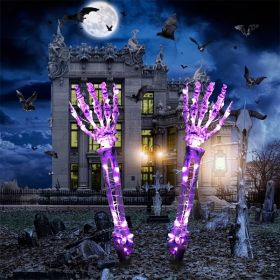 Light Up Your Halloween with 2pcs Life-Size Skeleton Hands & 50 Purple LED Lights!