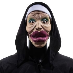 Big Lips Nun Mask Funny Sexy Huge Mouth Witch Headgear Cosplay Headscarf Halloween Carnival Party Costume Props