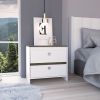 Nightstand Dreams, Two Drawers, White / Dark Brown Finish