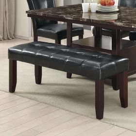 Dining Room Furniture 1x Bench Black Faux Leather Cushion Tufted Seat Wooden Base Comfort Seat Kitchen Dining