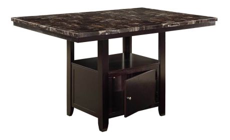 Dining Room 1pc Counter Height Table w Shelve Storage Base Faux Marble Top Birch wood MDF Dining Table
