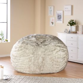 Schley Modern Glam 5 Foot Short Faux Fur Bean Bag, White and Gray