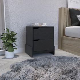 DEPOT E-SHOP Haines Nightstand with 2-Drawers, End Table with Sturdy Base, Black