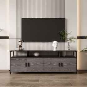 80-inchTV cabinet Stands Wood Grain Large Storage Cabinet for Living Room Bedroom; Black