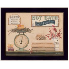 "Hot Bath" By Pam Britton, Printed Wall Art, Ready To Hang Framed Poster, Black Frame