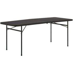 6 Foot Bi-Fold Plastic Folding Table, Black