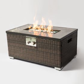 Outdoor Fire Table Propane Fire Pit Rattan gas fire table; gas fire table with tile tabletop