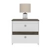 Nightstand Dreams, Two Drawers, White / Dark Brown Finish