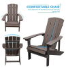 Patio Hips Plastic Adirondack Chair Lounger Weather Resistant Furniture for Lawn Balcony in Coffee (2-Pack)
