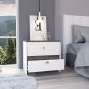 Nightstand Dreams, Two Drawers, White / Dark Brown Finish