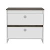 Nightstand Dreams, Two Drawers, White / Dark Brown Finish