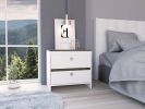 Nightstand Dreams, Two Drawers, White / Dark Brown Finish
