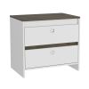 Nightstand Dreams, Two Drawers, White / Dark Brown Finish