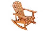 Adirondack Rocking Chair Solid Wood Chairs Finish Outdoor Furniture for Patio, Backyard, Garden - Walnut Brown