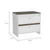 Nightstand Dreams, Two Drawers, White / Dark Brown Finish