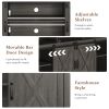 58" Farmhouse Double-Door Three-Layer TV Cabinet in Dark Gray