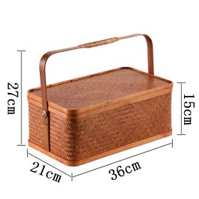 Bamboo Cabas Food Container Double Layer With Lid Rectangular Portable Tea Storage Box (Option: UnlinedE)