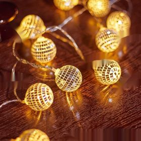 Wrought Iron Metal House Holiday Decoration Christmas Modeling Lighting Chain (Option: Warm Color-USB)