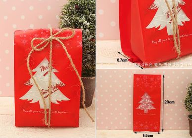 Christmas Gift Red And Green Christmas Tree Snowflake Packaging Bag (Option: Red Christmas Tree 9520cm50)