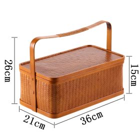 Bamboo Cabas Food Container Double Layer With Lid Rectangular Portable Tea Storage Box (Option: UnlinedB)