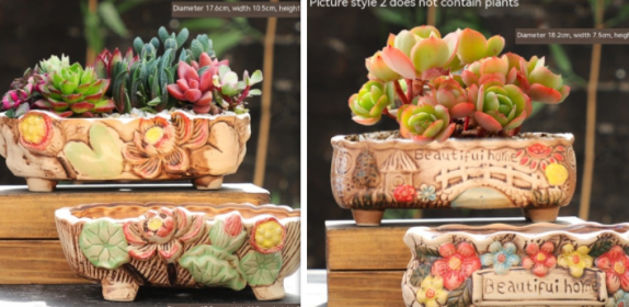 Large Succulent Flower Pot Ceramic (Option: Set4-Ceramic)