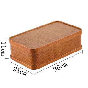 Bamboo Cabas Food Container Double Layer With Lid Rectangular Portable Tea Storage Box (Option: UnlinedA)