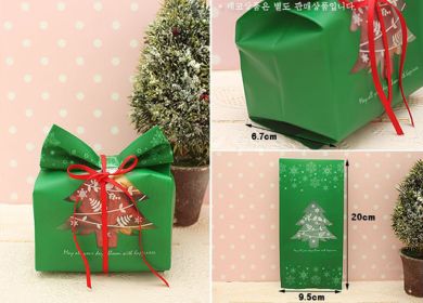 Christmas Gift Red And Green Christmas Tree Snowflake Packaging Bag (Option: Green Christmas Tree 9520cm50)