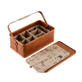 Bamboo Cabas Food Container Double Layer With Lid Rectangular Portable Tea Storage Box (Option: LinedE)
