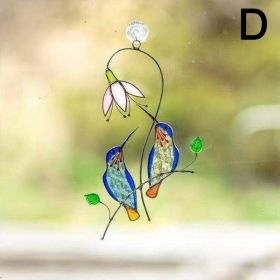 1pc Hummingbird Stained Glass Sun Catcher Window Hangings Ornament Metal Craft A Lovely Gift For Your Family (Style: D)