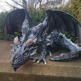 Outdoor Garden Big Squatting Dragon Sculpture Dragon Guardian Statue Garden Dragon Sculpture Statue Decoration Gothic Dragon (Ships From: China)