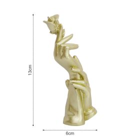Home Decoration Resin Sculpture Statue Living Room Wine Cabinet Modern Fashion Hand-held Rose Ornaments Golden Crafts Gift (Color: S-A)