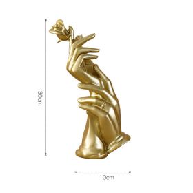Home Decoration Resin Sculpture Statue Living Room Wine Cabinet Modern Fashion Hand-held Rose Ornaments Golden Crafts Gift (Color: L-A)
