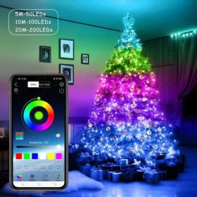 Usb Bluetooth Light String Mobile Phone App Smart Copper Wire Light String Christmas Decoration Light String (select: RGB-2 meters 20 bulbs)