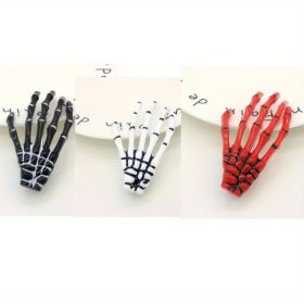 Halloween Skeleton Claw Hair Clip Gothic Punk Rock Barrettes Skull Hand Hair Accessories For Halloween Party Cosplay Wear (Color: Black+white+red)