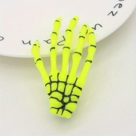 Halloween Skeleton Claw Hair Clip Gothic Punk Rock Barrettes Skull Hand Hair Accessories For Halloween Party Cosplay Wear (Color: Yellow)