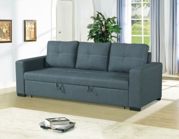 CONVERTIBLE SOFA in Black Faux Leather (Color: as Pic)