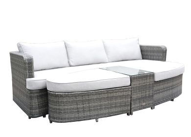 Direct Wicker 4-PC Outdoor Wicker Patio Furniture Sofa Luxury Comfort Wicker Sofa (Color: Gray)