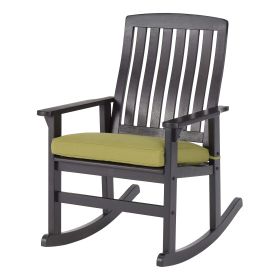 Delahey Outdoor Wood Rocking Chair, Green Cushion (actual_color: lightbrown)