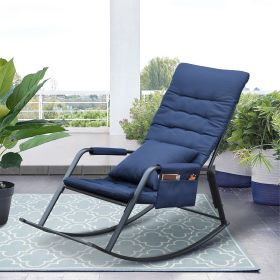 Rocking Lounge Chair,Armchair Rocker with Pillow and Cushion,for Living Room, Bedroom,Navy Blue (Capacity: 1 Person)