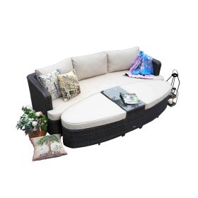 Direct Wicker 4-PC Outdoor Wicker Patio Furniture Sofa Luxury Comfort Wicker Sofa (Color: BROWN)