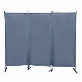 6 Ft Modern Room Divider, 3-Panel Folding Privacy Screen w/ Metal Standing, Portable Wall Partition XH (Color: Gray)