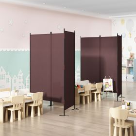6 Ft Modern Room Divider, 3-Panel Folding Privacy Screen w/ Metal Standing, Portable Wall Partition XH (Color: BROWN)