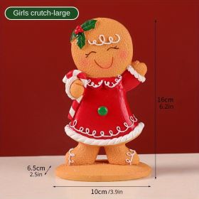 The New Explosive Christmas Gingerbread Man Decoration Creative Cartoon Gingerbread Man Christmas Atmosphere Decoration (Option: Cane for girls)