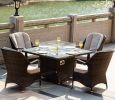 Turnbury Outdoor 5 Piece Patio Wicker Gas Fire Pit Set Square Table with Arm Chairs by Direct Wicker