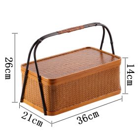 Bamboo Cabas Food Container Double Layer With Lid Rectangular Portable Tea Storage Box (Option: UnlinedD)