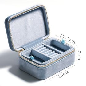 Simple Solid Color Flannel Jewelry Storage Box (Option: Sky Blue)
