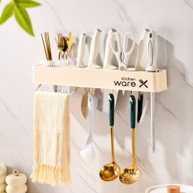 Kitchen Rack Wholesale Punch-free Wall-mounted Seasoning Rack Chopsticks Holder Knife Storage (Option: Cream)